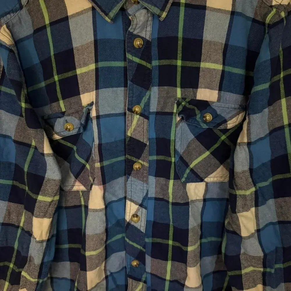 Vintage Roebuck & Co Blue Plaid Flannel Shirt XL